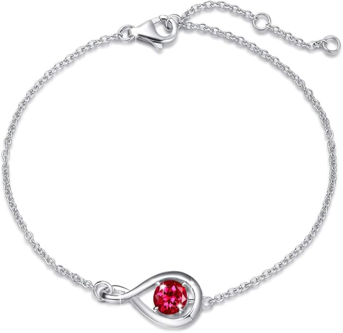 Rubino Infinity Bracciale | Bianco Oro