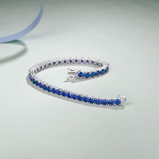 Zaffiro Bracciale Tennis | Bianco Oro