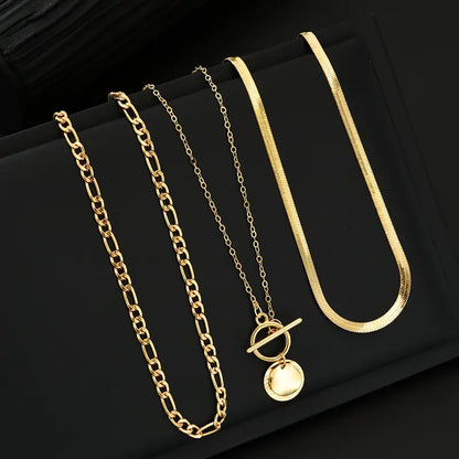 Savira Textured Coin Layered Collana | Oro