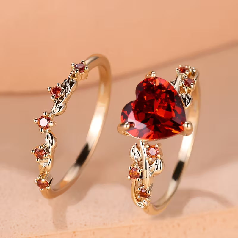 Redvine Cuore Accent Set Anelli | Oro