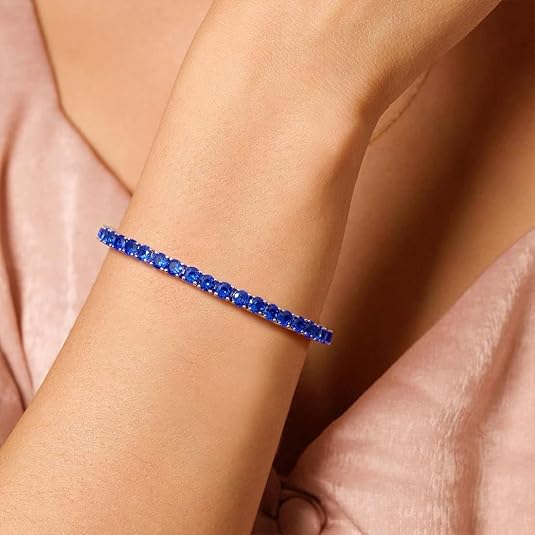 Zaffiro Bracciale Tennis | Bianco Oro