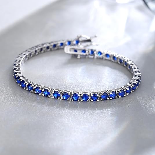 Zaffiro Bracciale Tennis | Bianco Oro
