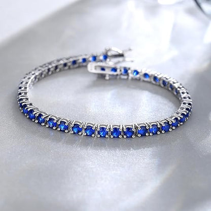 Zaffiro Bracciale Tennis | Bianco Oro