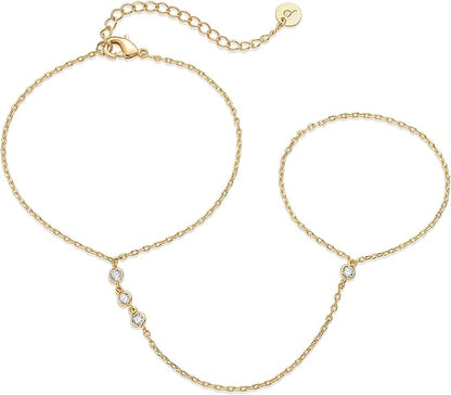 Beaded Handchain Bracciale | Oro