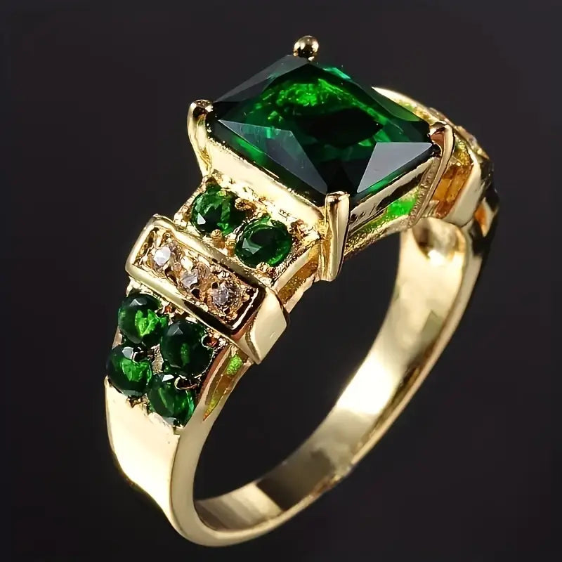Oro Smeraldo Geometric Anello