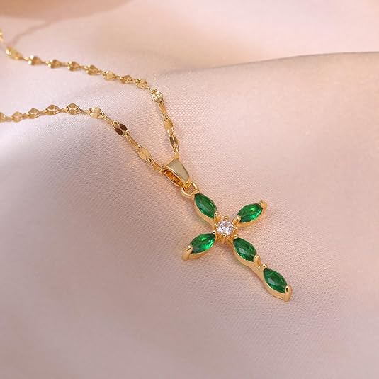 Smeraldo Cross Collana | Oro
