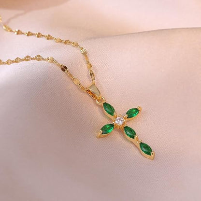 Smeraldo Cross Collana | Oro