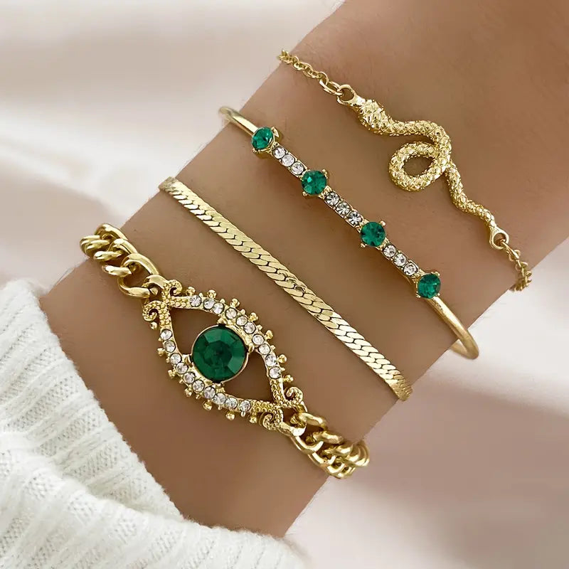 Oro Smeraldo Bracciale con Ciondolo Set