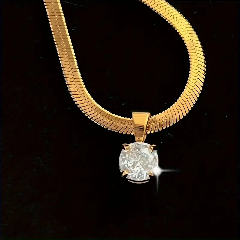 Elegant Rhinestone Pendant Collana | Oro