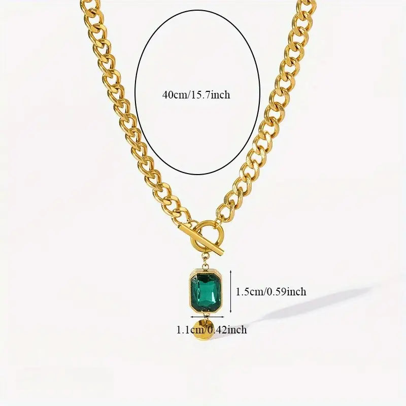 Chunky Chain Smeraldo Pendant Collana | Oro