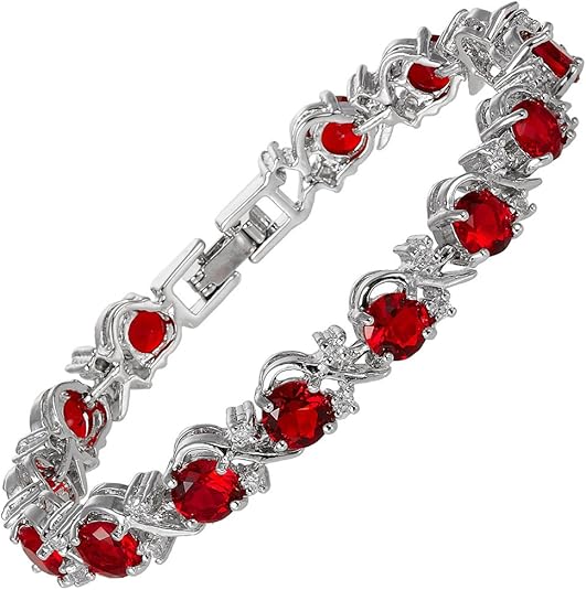 Rubino Vine Bracciale Tennis | Bianco Oro