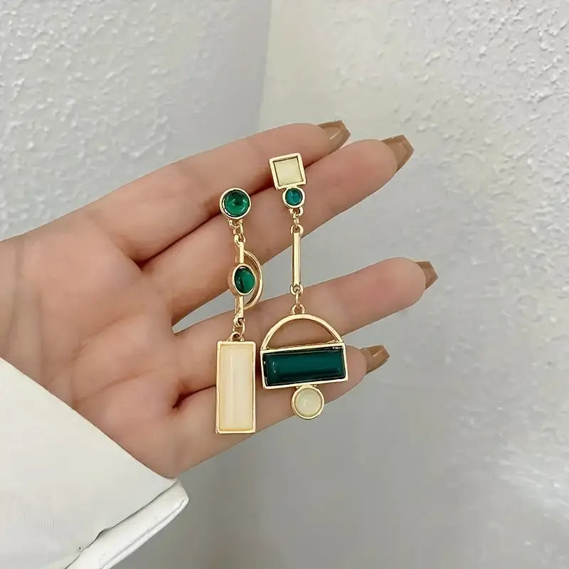 Oro Smeraldo Geometric Orecchini Pendenti