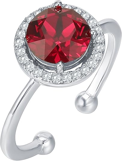 Crimson Glow Promise Rubino Anello | Bianco Oro