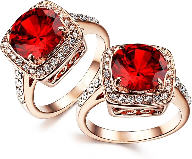 Rubino Halo Statement Anello | Rose Oro
