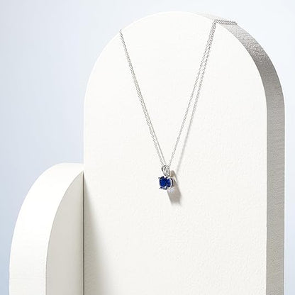 Round Cut Zaffiro Collana | Bianco Oro