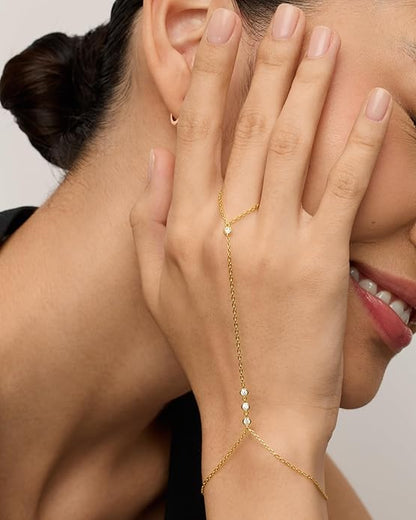 Beaded Handchain Bracciale | Oro