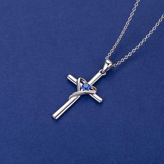 Zaffiro Cross Collana | Bianco Oro