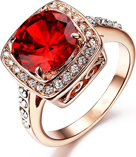 Rubino Halo Statement Anello | Rose Oro