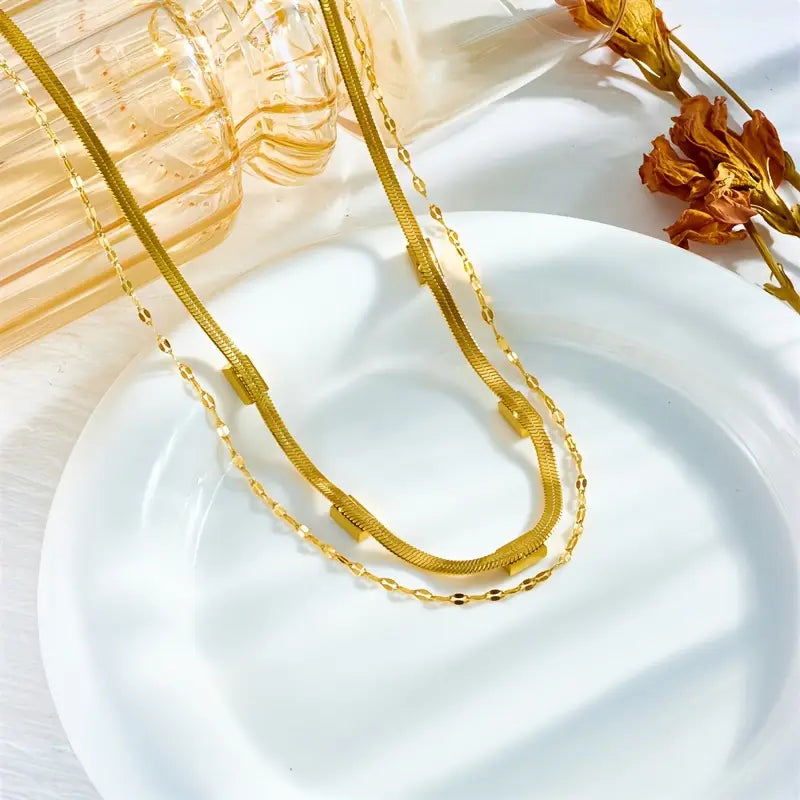 Sister Gem Double-Layer Retro Collana | Oro
