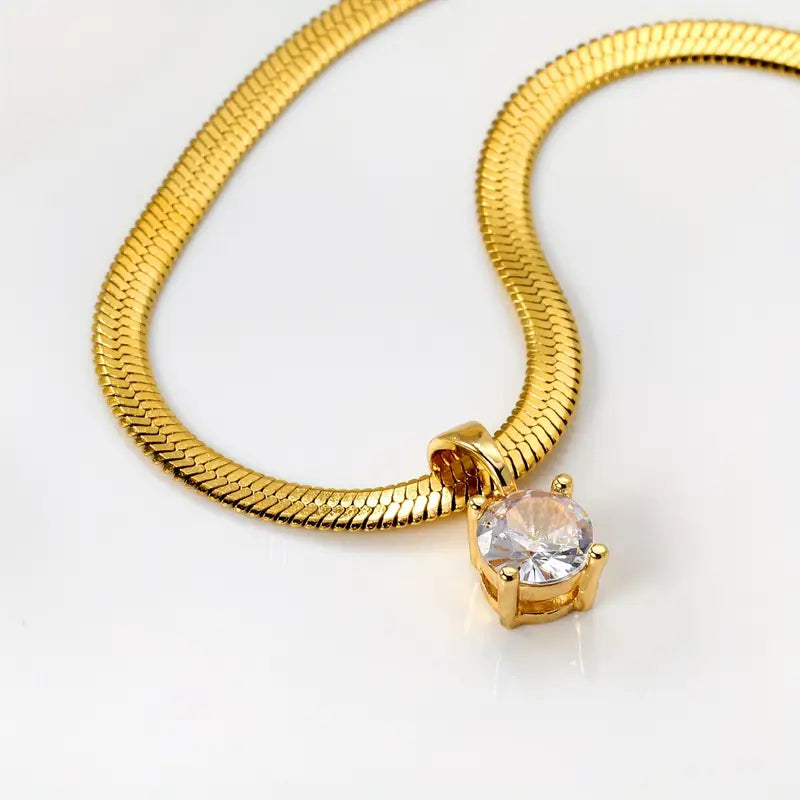 Elegant Rhinestone Pendant Collana | Oro