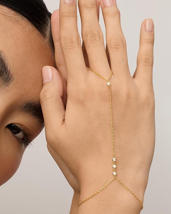 Beaded Handchain Bracciale | Oro