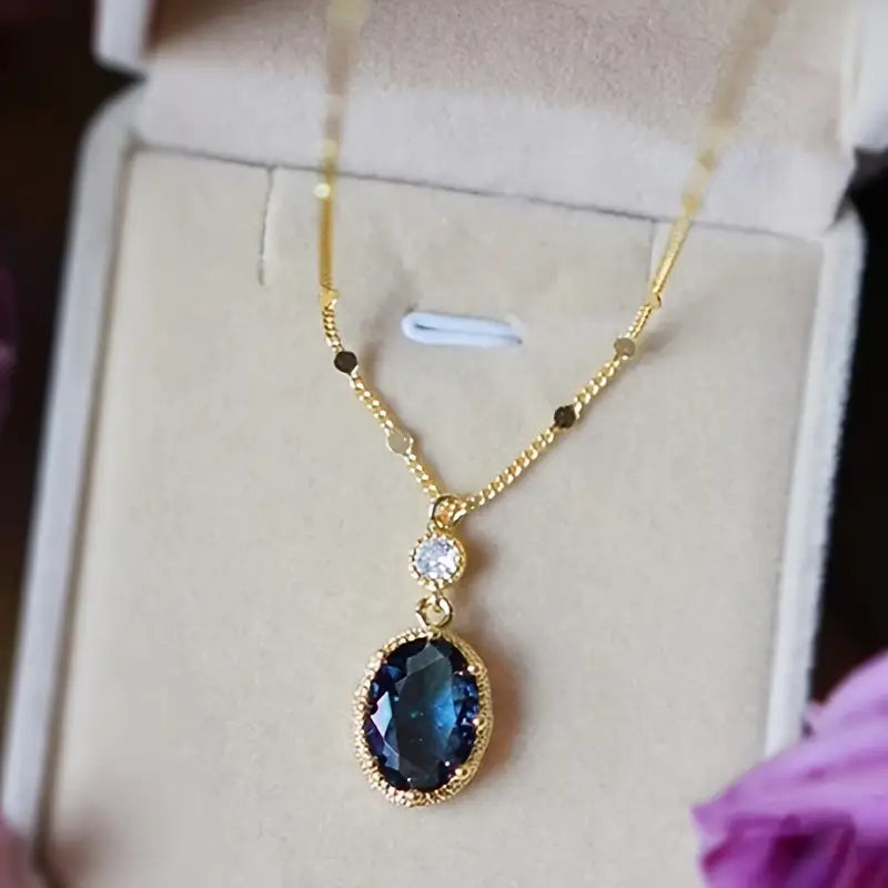 Oro Zaffiro Oval Drop Collana