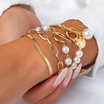 Premium Layered Bracciale di Perle Set