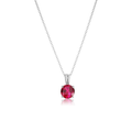 Round Cut Rubino Collana | Bianco Oro
