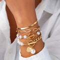 Chic Oro 4-Piece Set Bracciali - Snake, Perle & Links | Oro