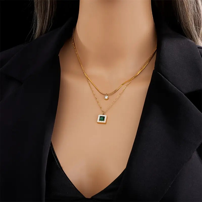 Oro Smeraldo Layered Collana