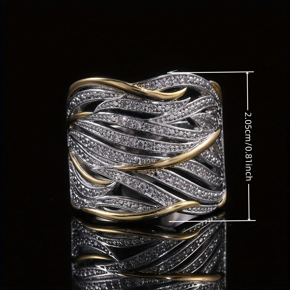 Argento and Oro Woven Band Anello
