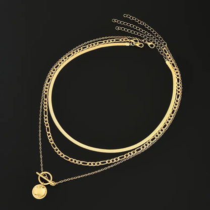 Savira Textured Coin Layered Collana | Oro