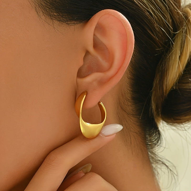 Sculpted Crescent Orecchini a Cerchio | Oro