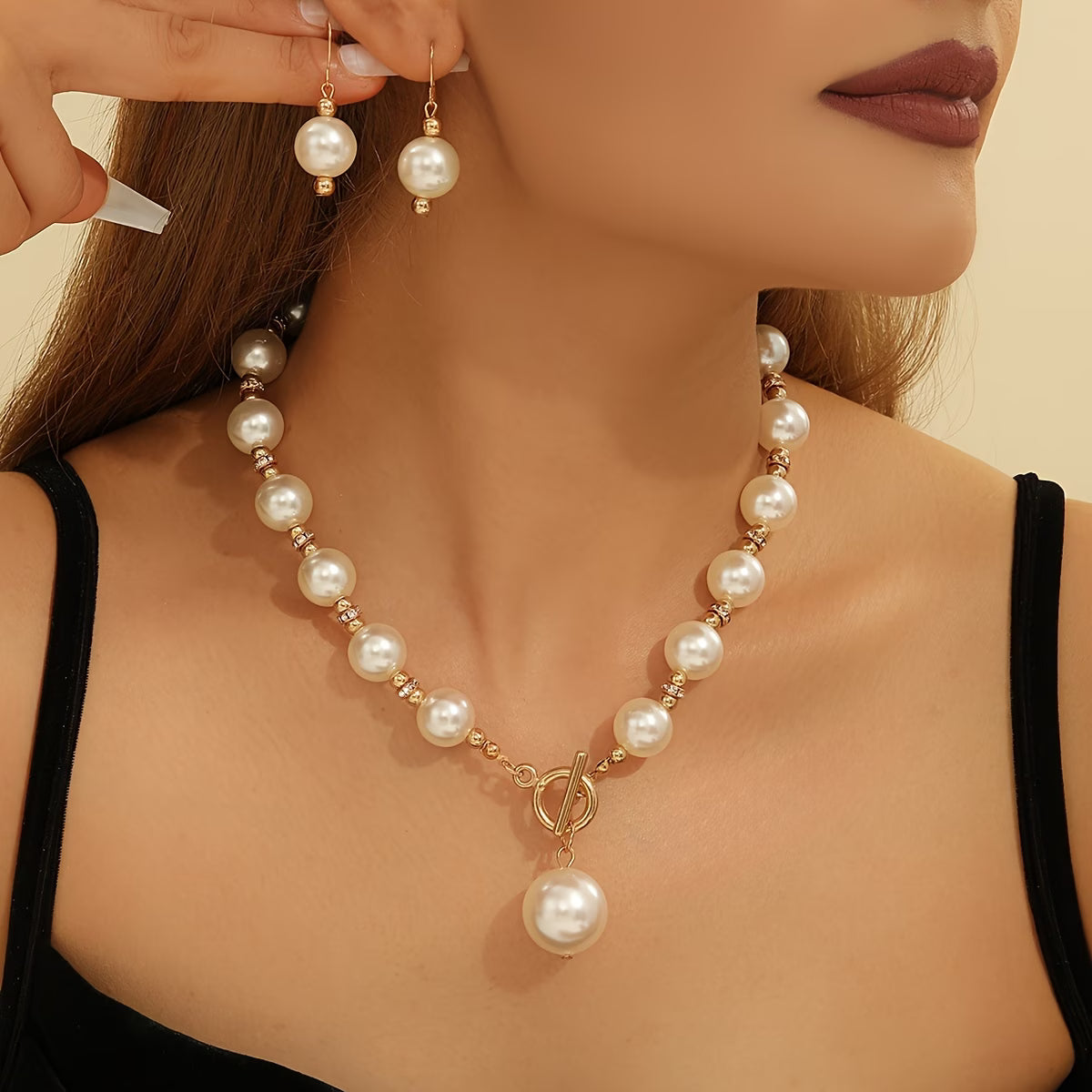 Chunky Perla Statement Set Collane
