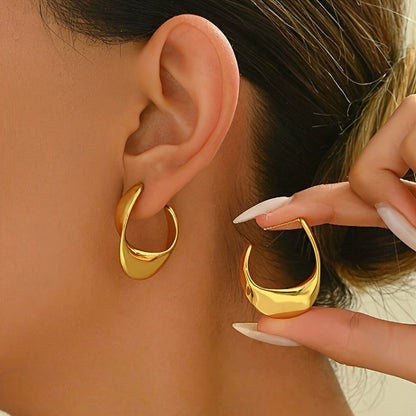 Sculpted Crescent Orecchini a Cerchio | Oro