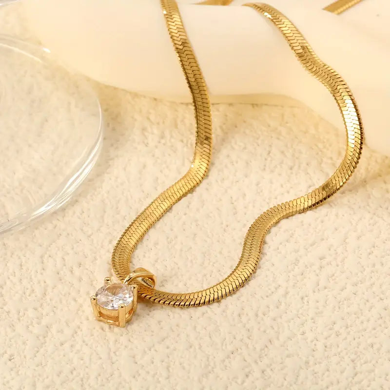 Elegant Rhinestone Pendant Collana | Oro
