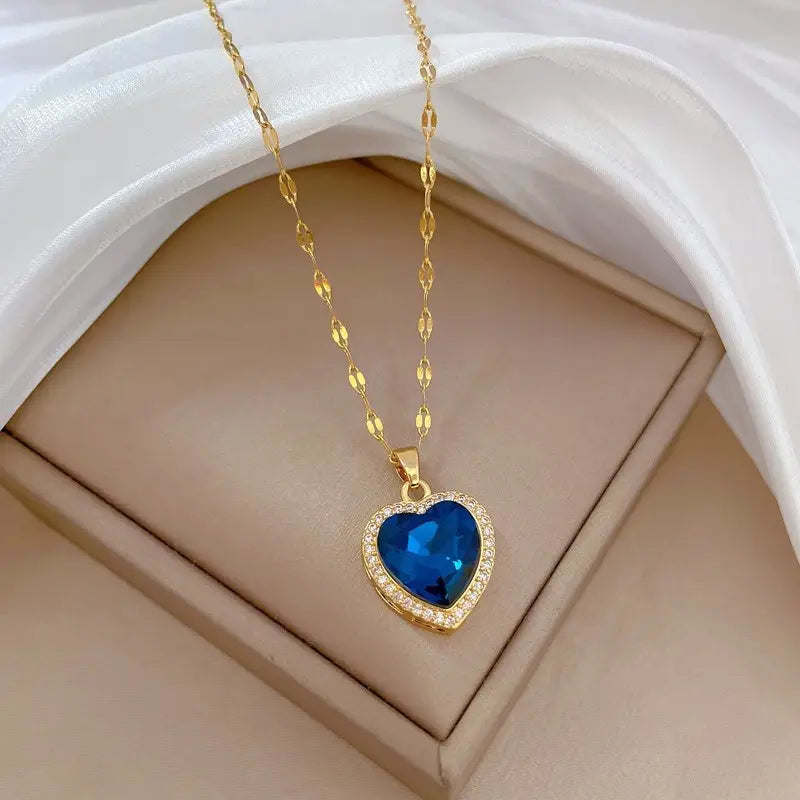 Oro Zaffiro Cuore Collana