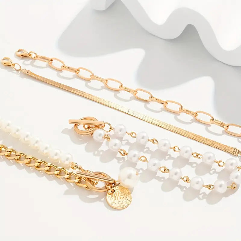 Premium Layered Bracciale di Perle Set