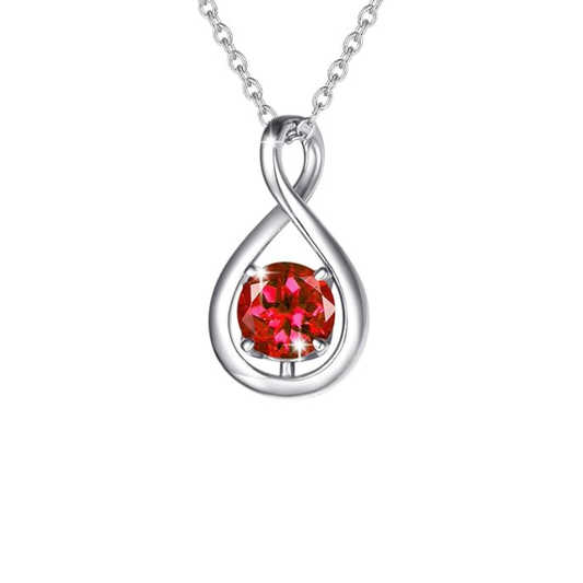Rubino Infinity Pendant Collana | Bianco Oro
