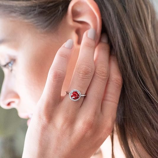 Crimson Glow Promise Rubino Anello | Bianco Oro