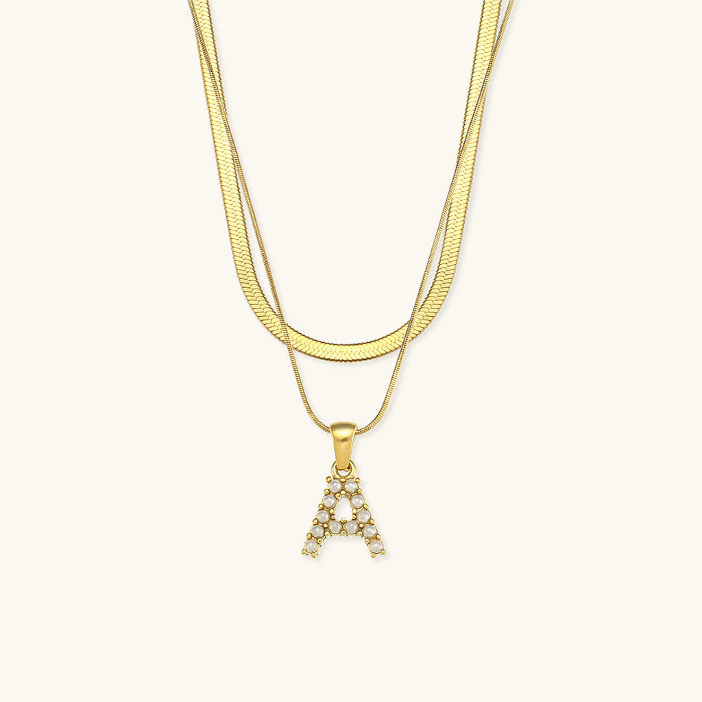 Fiona Layered Oro Initial Letter Collana