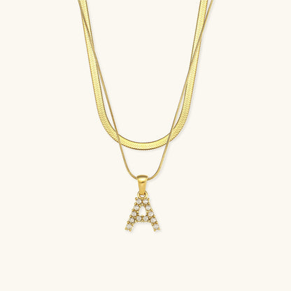 Fiona Layered Oro Initial Letter Collana