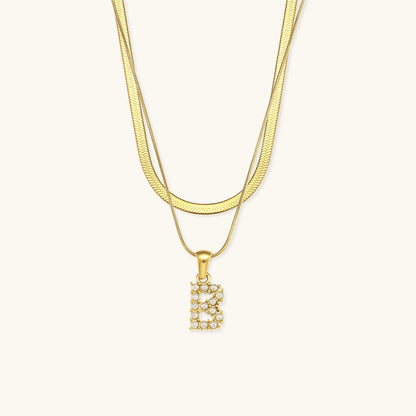 Fiona Layered Oro Initial Letter Collana