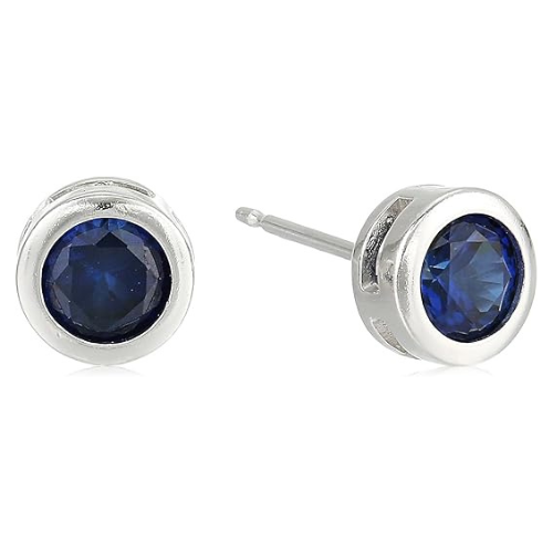 Zaffiro Bezel Orecchini a Lobo | Bianco Oro
