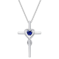 Zaffiro Cuore Pietra Cross Collana | Bianco Oro