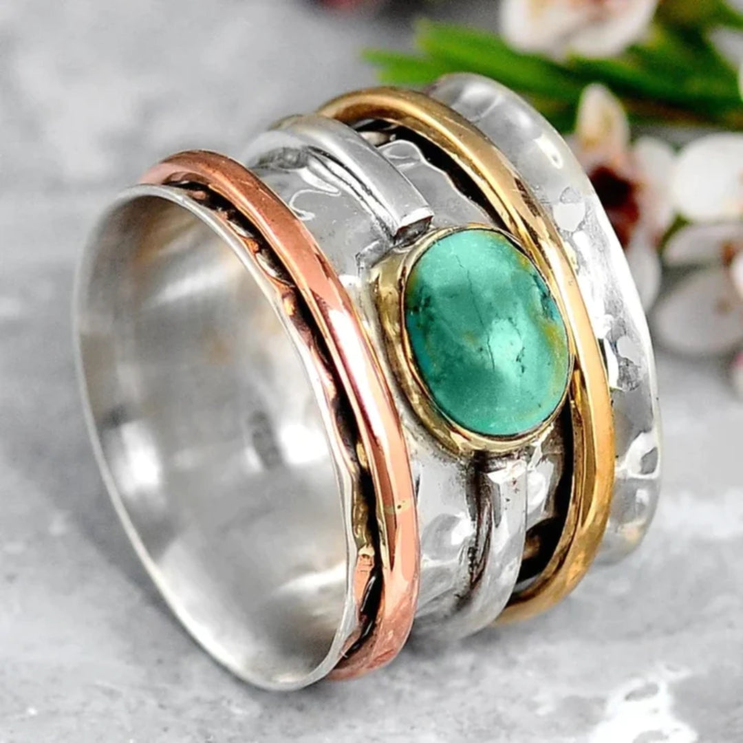 Argento Oro and Rose Oro Bezel Accent Anello