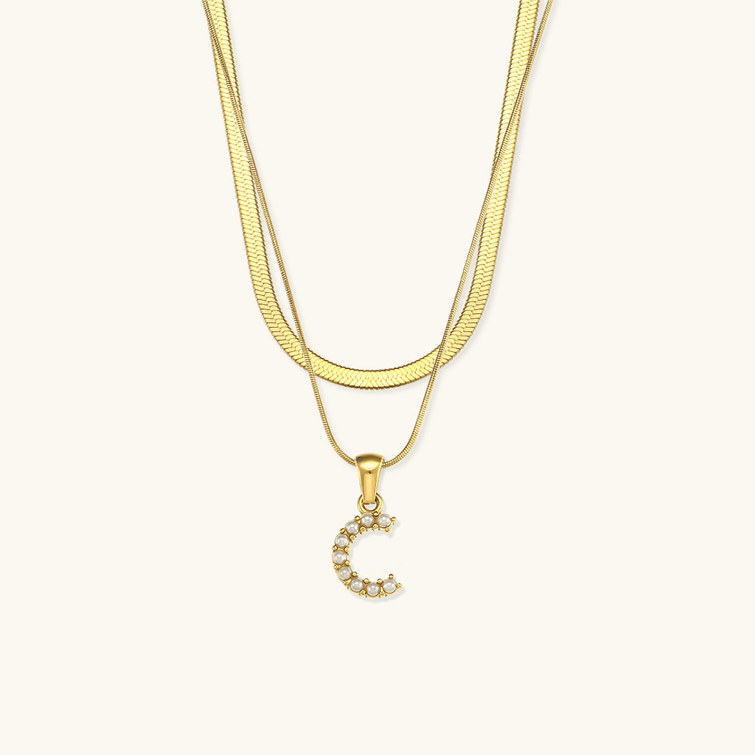 Fiona Layered Oro Initial Letter Collana