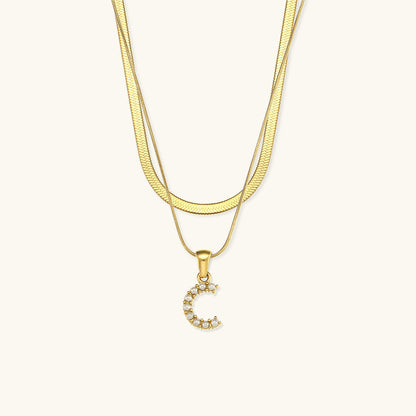 Fiona Layered Oro Initial Letter Collana