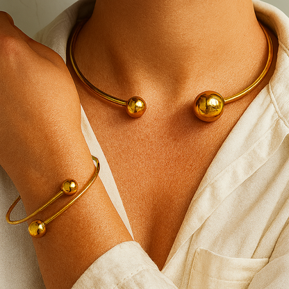 Minimalist Glow Collar & Cuff Set Bracciali | Oro
