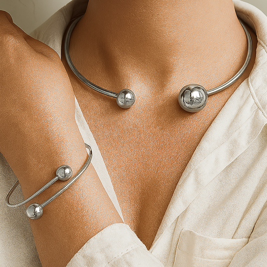 Minimalist Glow Collar & Cuff Set Bracciali | Oro